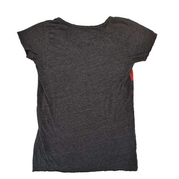 Lucky Brand Tee Floral Women's Size Medium Gray with Red Orange Flowers - Picture 4 of 5